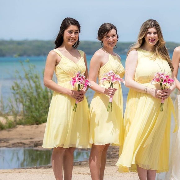 Yellow (Daffodil) Azazie Knee-Length Dress - Picture 6 of 6